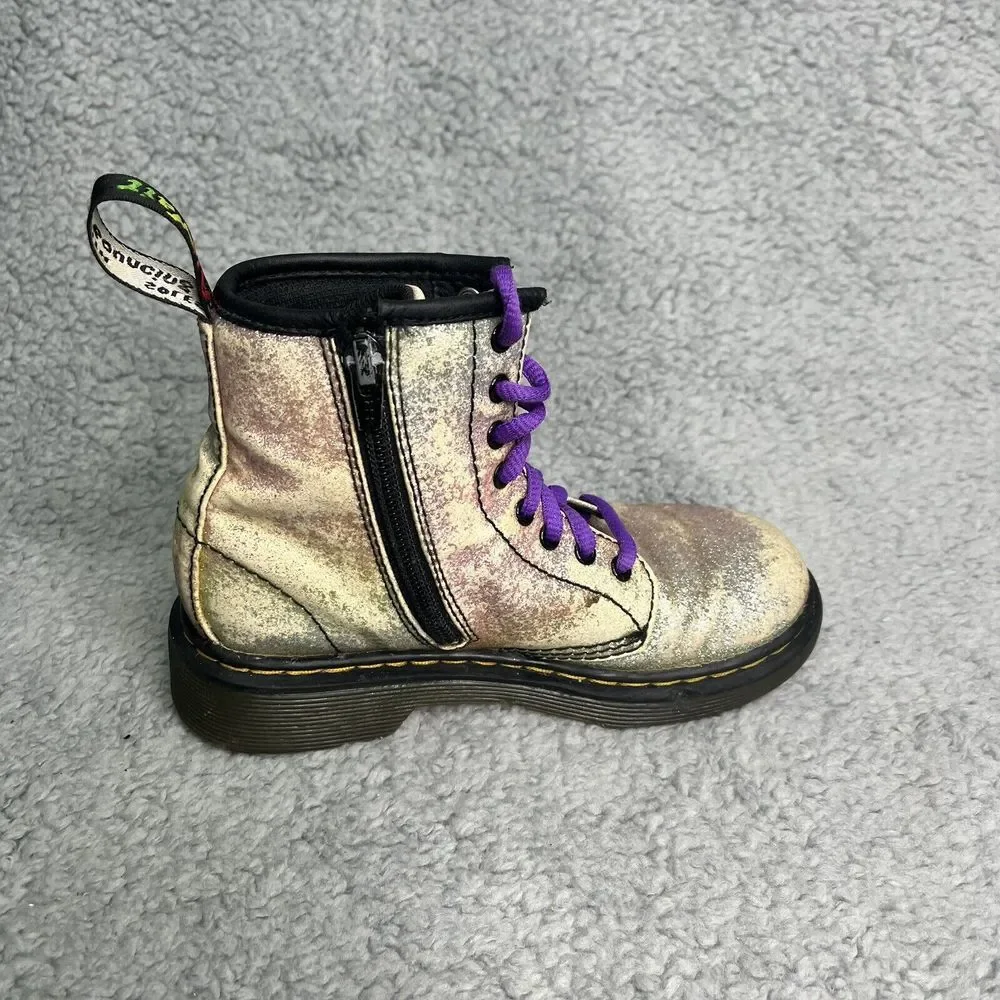 Doc‎ Martens 1460 Boots 8 Eye Youth Size 13 Dr Martens Glitter Silver & Purple